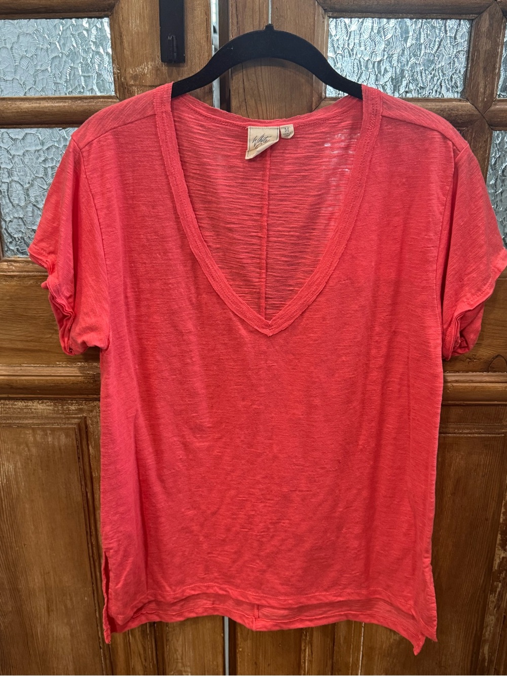 White Crow Coral V-Neck Short Sleeve Tee